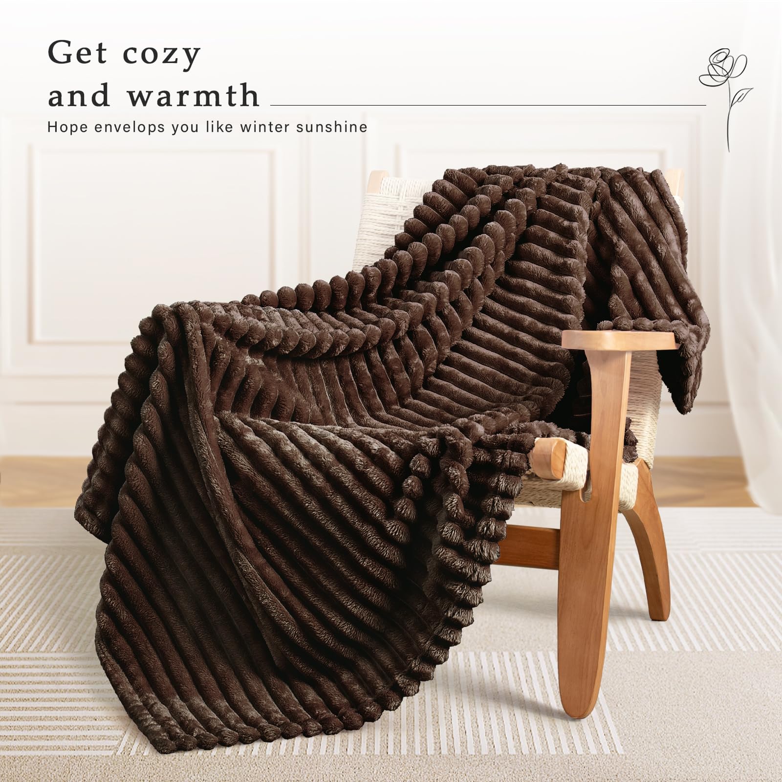Exclusivo Mezcla Fleece Throw Blanket for Sofa Super Soft Striped Jacquard Bed Blanket - Image 2
