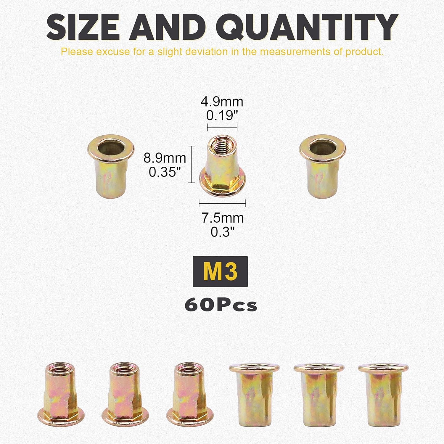 Mardatt Metric Hex Rivet Nut Assortment Kit Carbon Steel Hex Rivnut