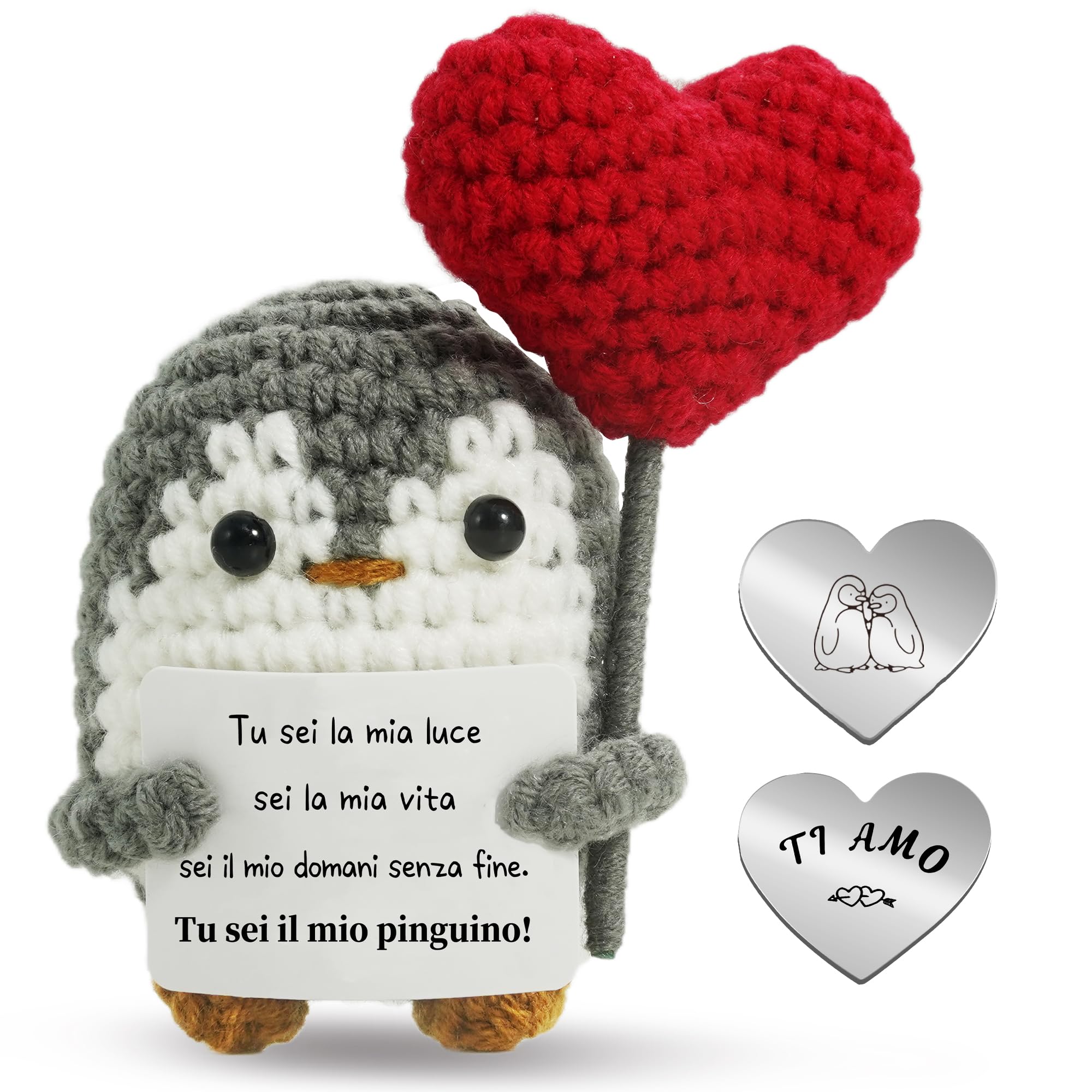ZIENZENGYA Idee Regalo Donna Compleanno Regalo Uomo, Regali Fidanzato, Positivo Pinguino Peluche, Regali per lei Fidanzata, Romantico per la Coppia San Valentino per lui e lei