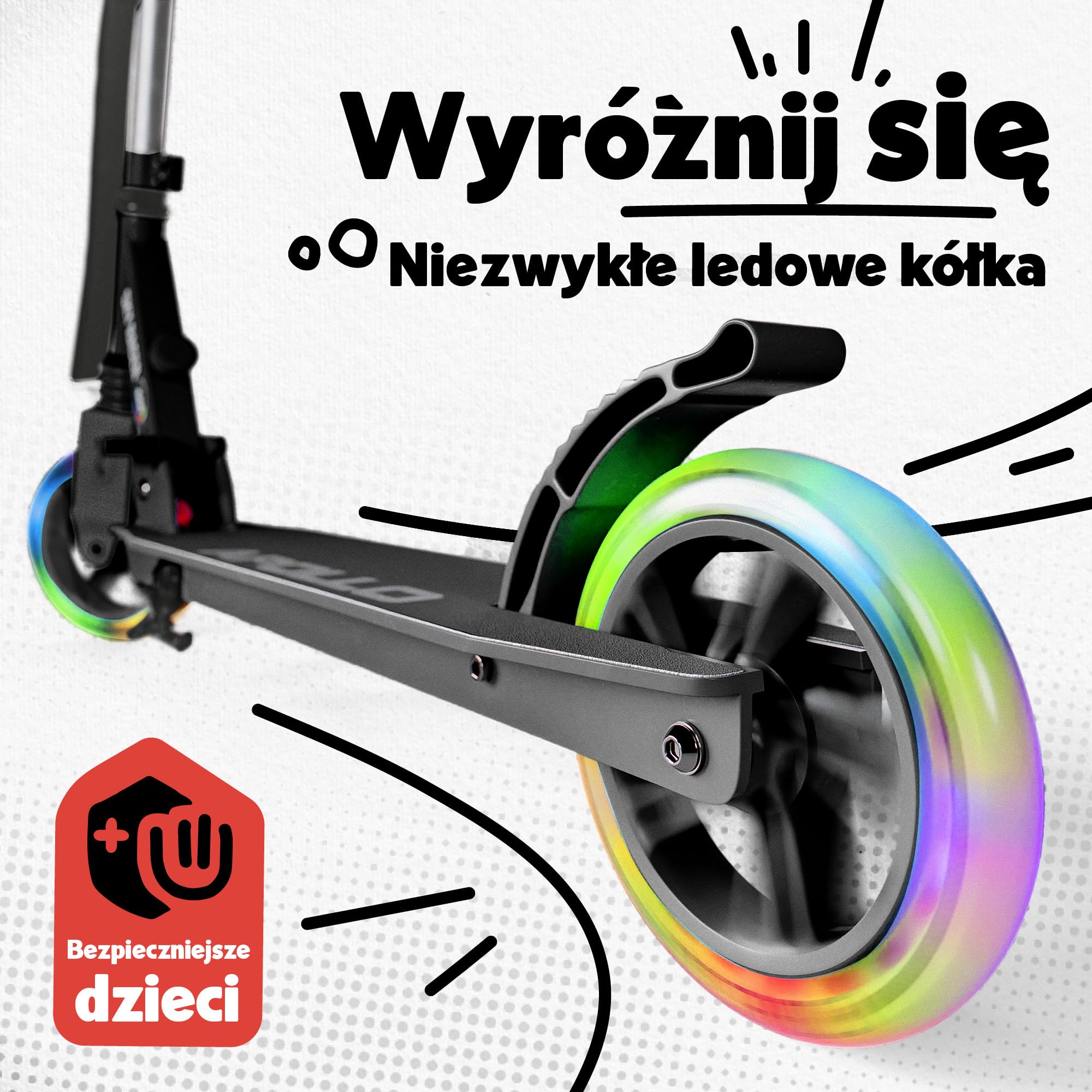 Apollo Skuter LED – skuter Skyracer z kółkami LED, 145 mm, miejski skuter ze zawieszeniem, składany i regulowany w wysokości – skuter dla dzieci i nastolatków