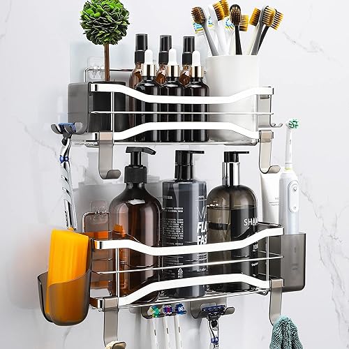 ENIBOE Paquete de 2 estantes de ducha autoadhesivos para montar en la pared organizador de ducha sin perforación almacenamiento de ducha para ducha