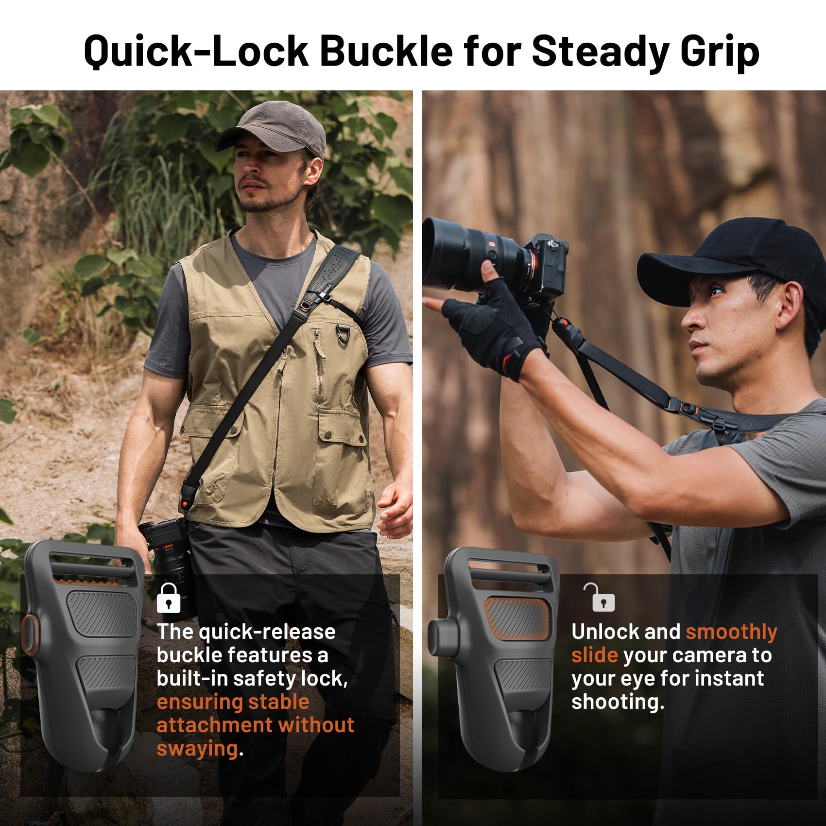 PGYTECH Camera Strap Pro, Cinghia Spalla Resistente a Sgancio Rapido Con Cinghia Ascellare Amovibile, Imbragatura Professionale