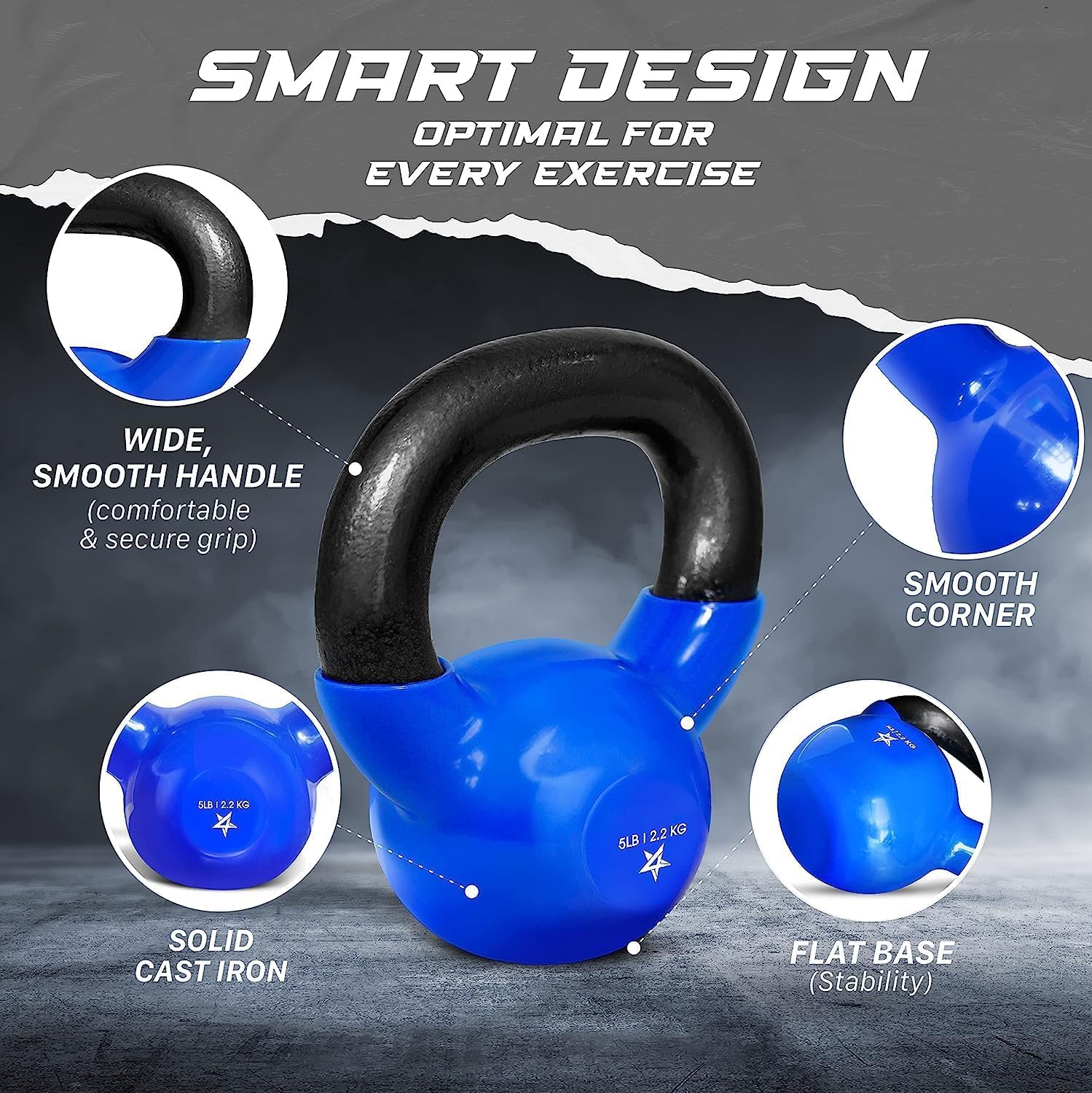 Yes4All Kugelhantel aus Gusseisen mit Vinylbeschichtung – ideal für Hantelübungen, Ganzkörper-Trainingsgeräte, Push-Up, Griffkraft und Krafttraining, PVC
