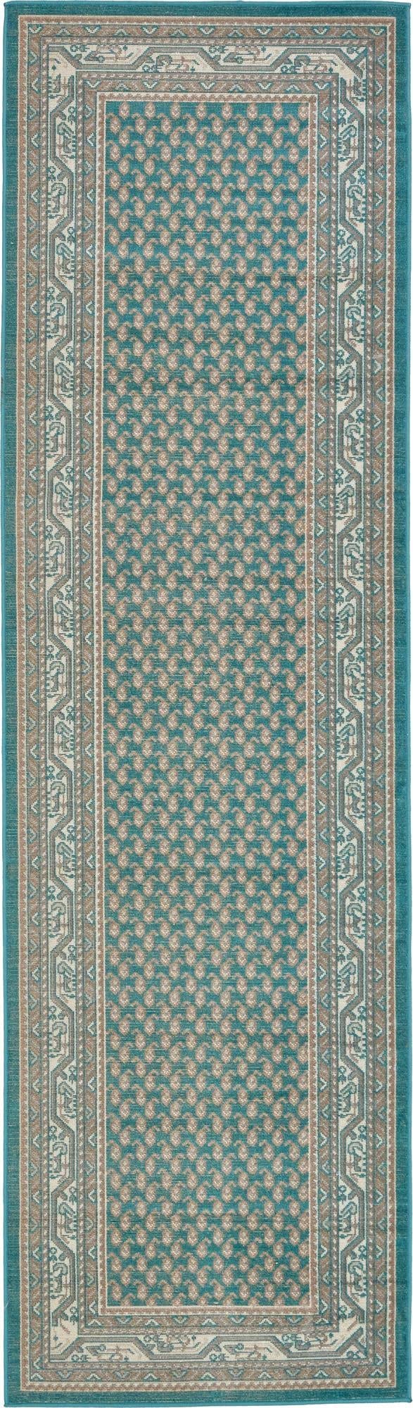 Rugs.com Soho Collection Rug – 10 Ft Runner Turquoise Low Rug Perfect for Hallways, Entryways