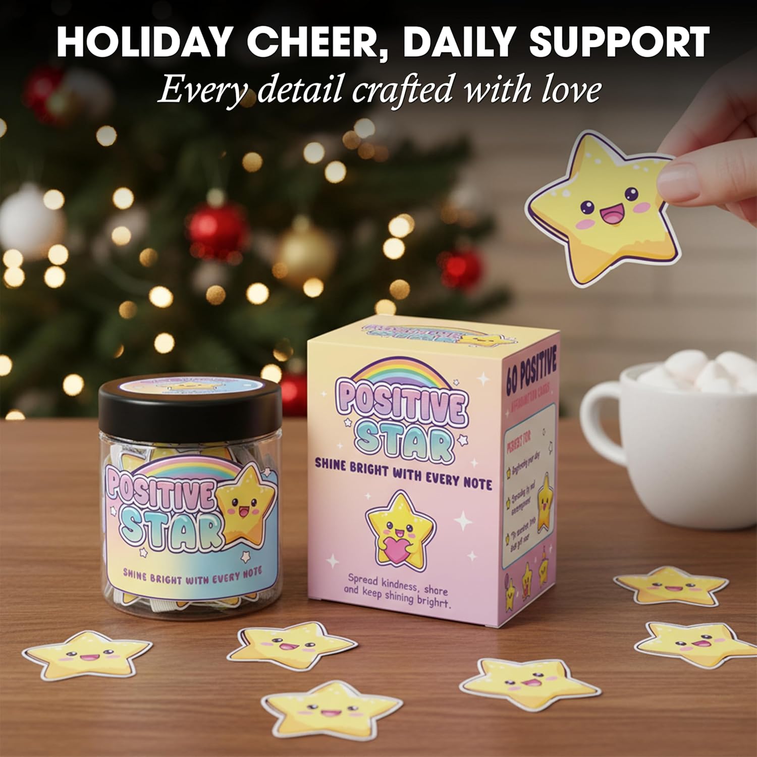 60 Positive Star Cards Jar - Stocking Stuffers For Teen Girls - Gift For Teenage Girls - Positive Affirmations Cards - Teen Girl Gifts Trendy Stuff - Emotional Support Gifts For Teenagers - Star Gift - Image 3
