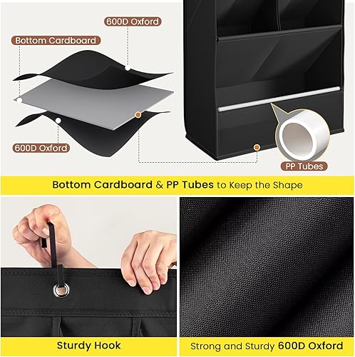 Miniatura 3 de Organizador de zapatos sobre la puerta con grandes bolsillos profundos, zapatero para puerta de armarios, zapatero colgante para organizadores de