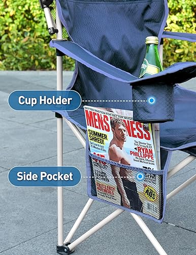 Miniatura 5 de Silla de playa con hielera, silla de playa con toldo, soporte para tazas, bolsillo lateral para deportes al aire libre, playa, campamento, portones