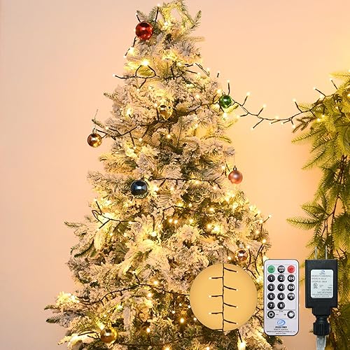 Luces de racimo de Navidad, 2000 luces LED de hadas de 147 pies, luces parpadeantes con control remoto, 8 modos, cadena de luces temporizador,