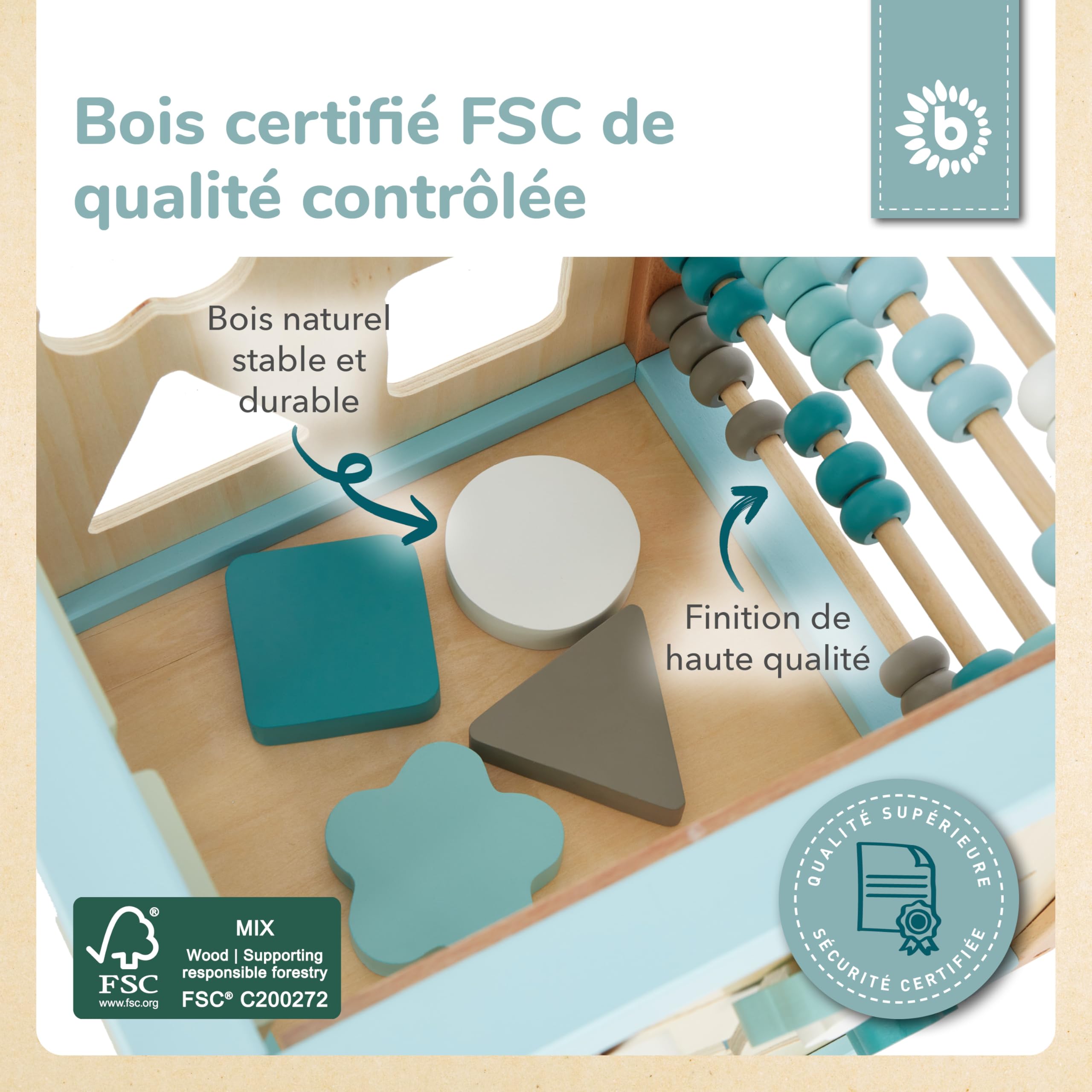 Labyrinthe à Perles Avec Miroir Bieco – Jeu D’éveil En Bois – Motricité Fine Et Concentration – Dès 1 An