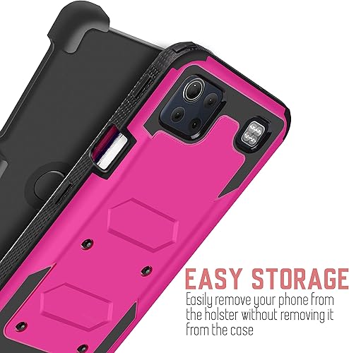 Miniatura 7 de Funda para LG K92 5G con protector de pantalla integrado, clip para cinturón con soporte integrado, funda protectora resistente a prueba de golpes