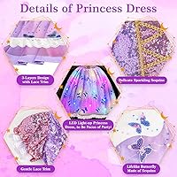 Vista 2 de Meland - Vestidos de princesa para niñas, disfraces de princesa luminosos para niñas, disfraces de Halloween para niñas de 3 a 8 años