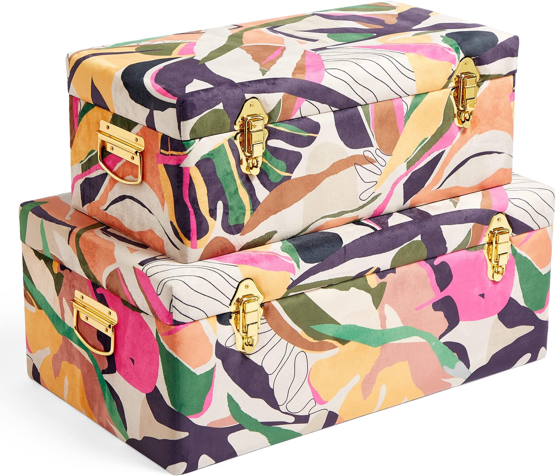 Beautify Storage Trunks Extra Large Set of 2 White Steel Storage