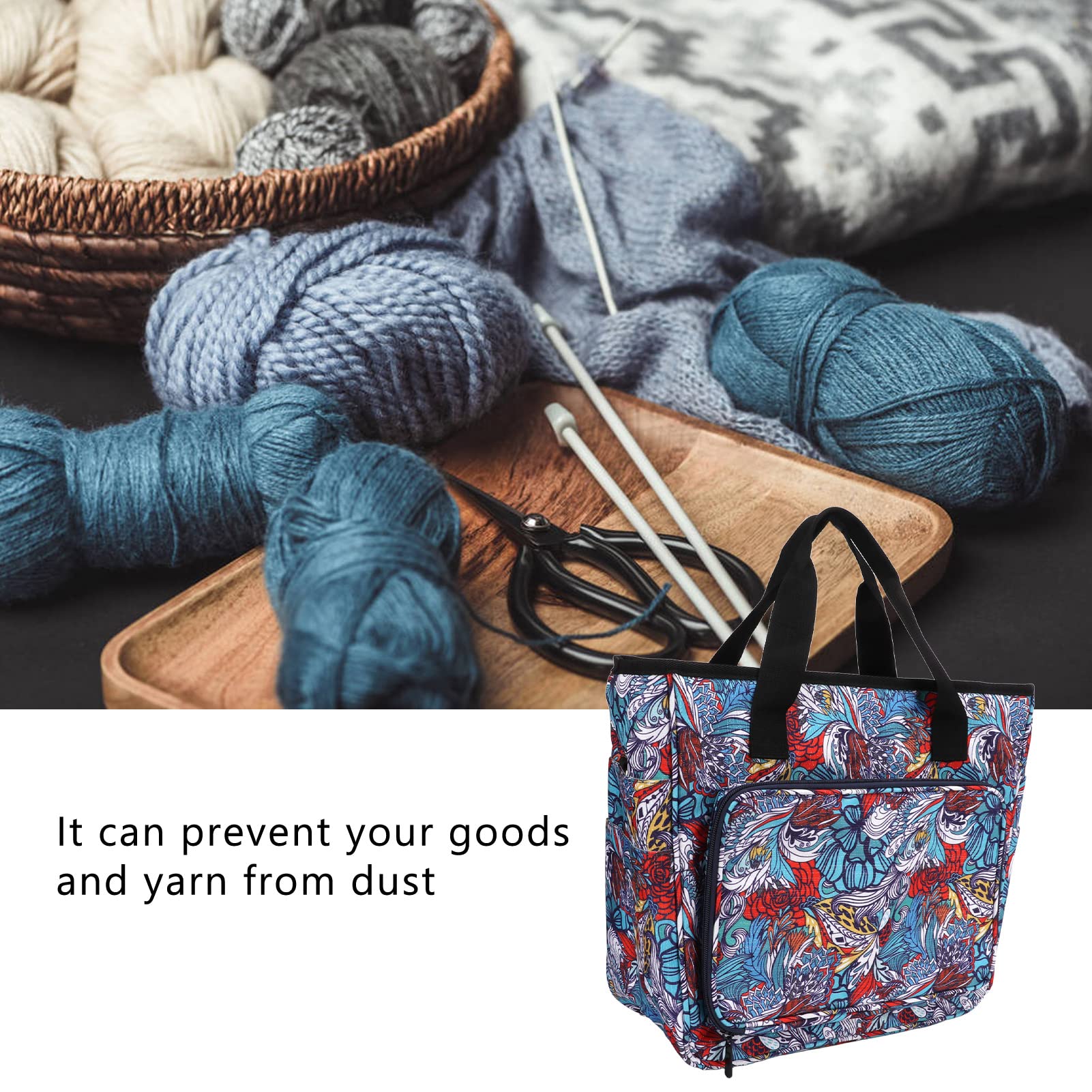 Bolsa de Tejer, Bolsa de Ganchillo Duradera y Resistente a Los Arañazos de Tela Oxford 600D, Organizador de Bolsa de Ganchillo de Fácil Almacenamiento Ajustable Desmontable, para Ganchos de Gan
