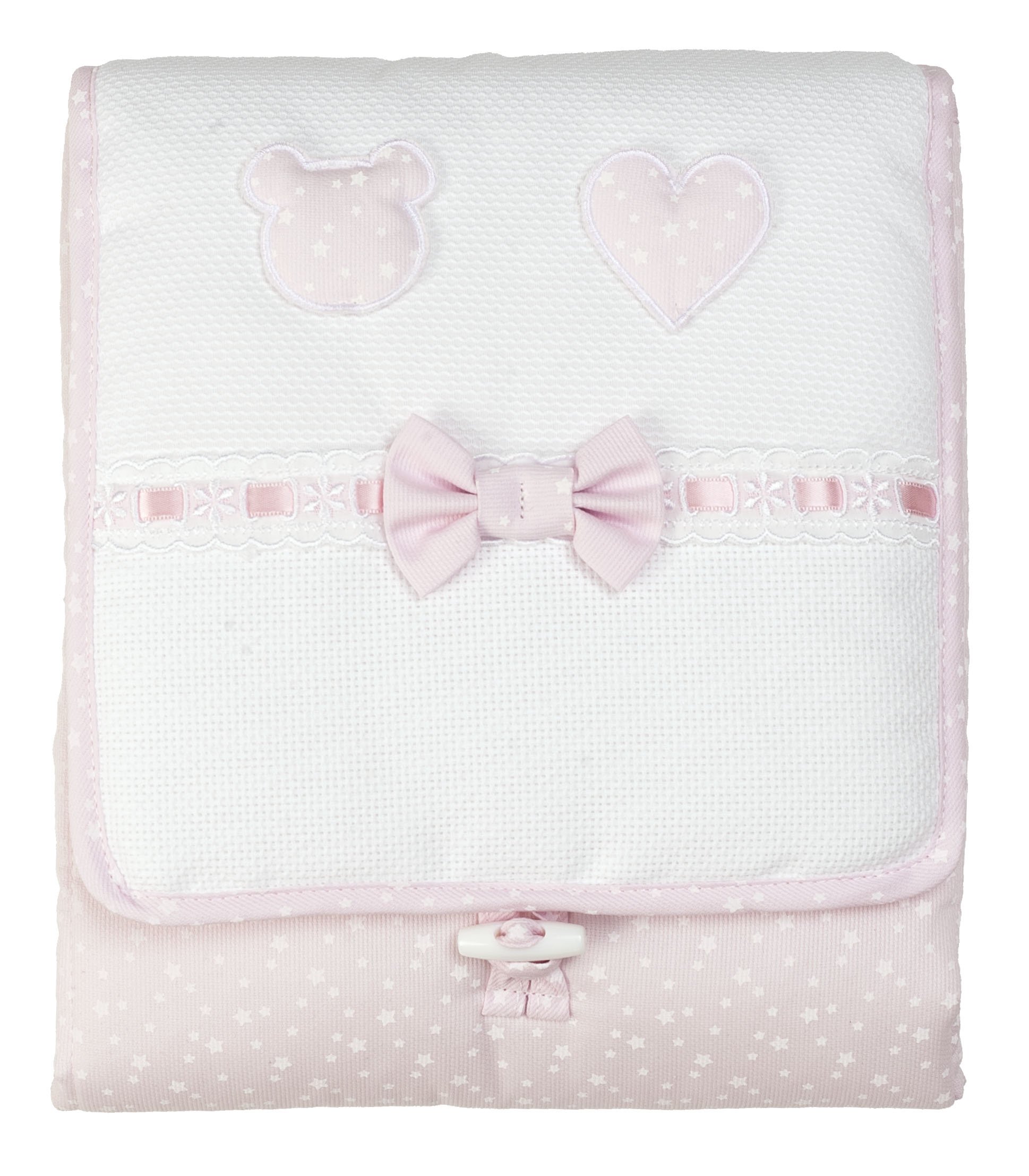 FILET P1519R- Fasciatoio Da Borsa I Morbida E Igenica Spugna I 100% Cotone I Prodotto Realizzato In Italia I Per Neonati/Prima Infanzia - Bianco, Rosa