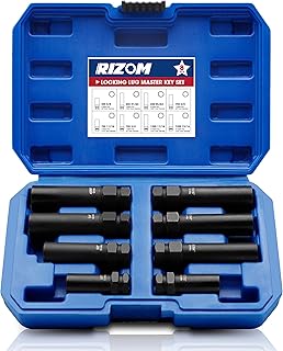 Rizom 8-Piece Locking Lug Master Key Set, SAE/Metric Inner Wheel Lock Removal Kit for Easily Removing Locking Lug Nuts on Aftermarket Wheels