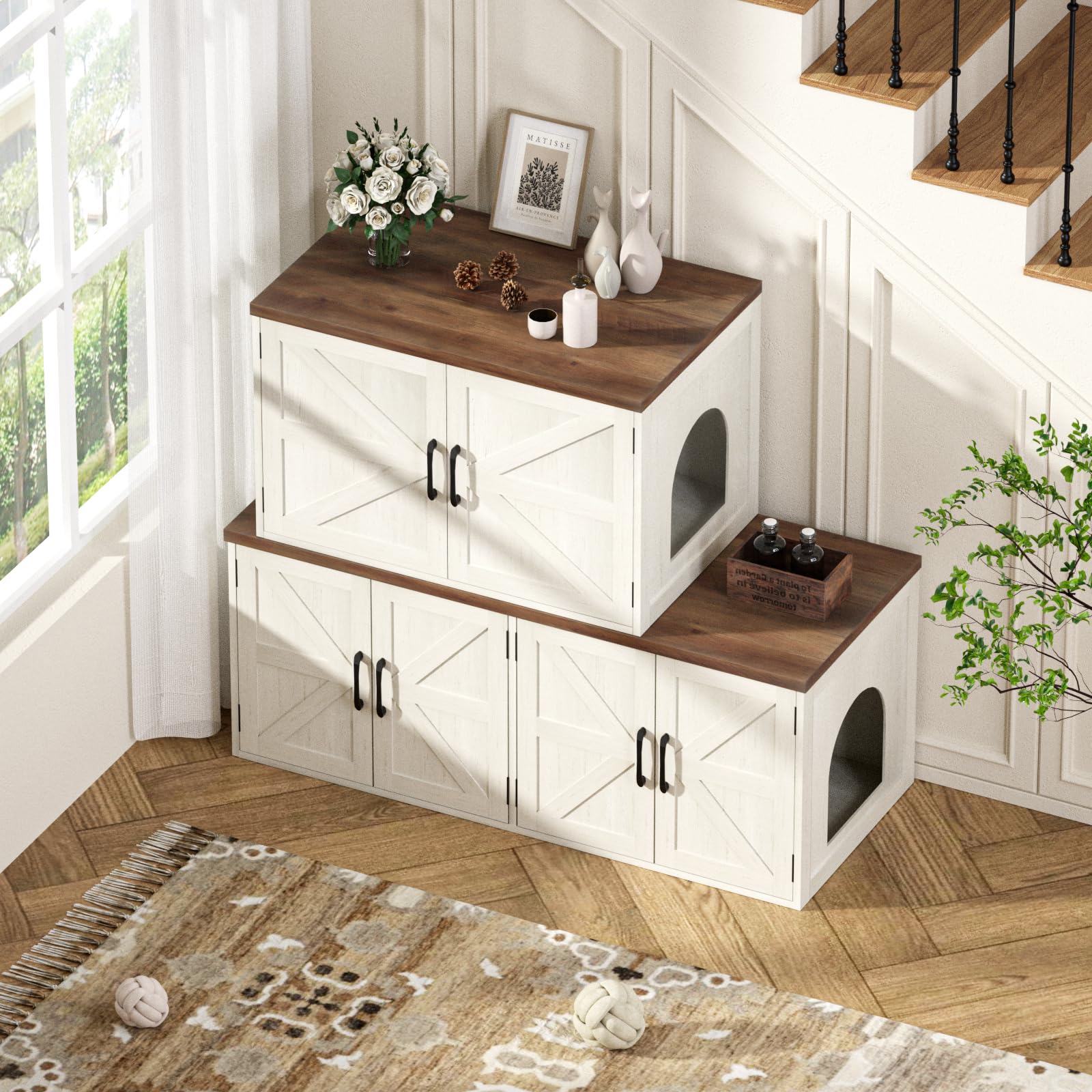 Amazon.com : Halitaa Litter Box Enclosure Set, Stackable Hidden