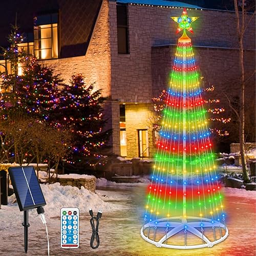 Miniatura 14 de 3 paquetes de luces de árbol de Navidad en forma de cono, luces de árbol de Navidad de 4' 5' 6' regulables con 12 modos de control remoto, luces de