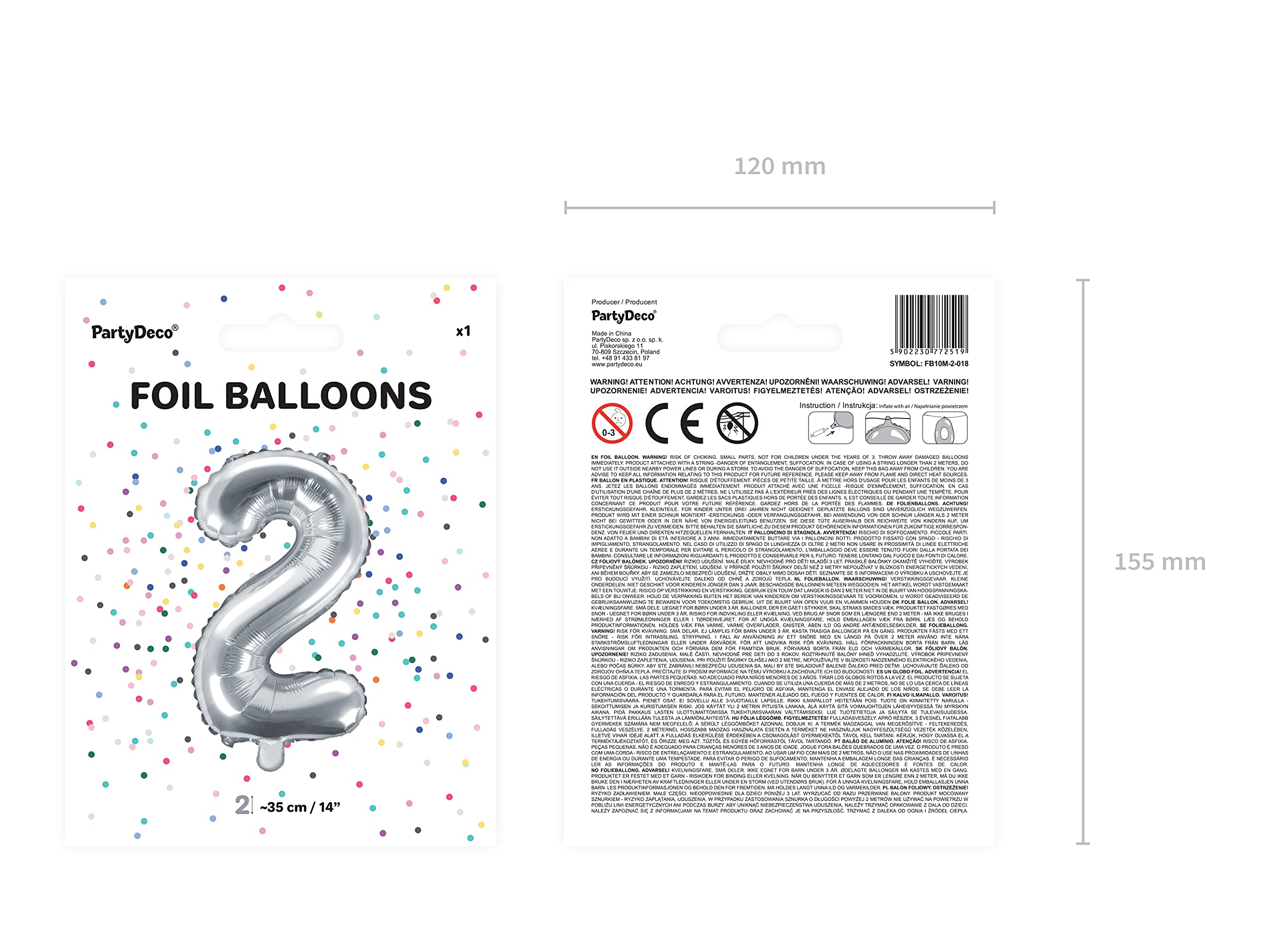 Palloncino Numero 2 Gigante 101,6 Cm In Mylar Digitale – Per Feste Compleanno E Matrimoni