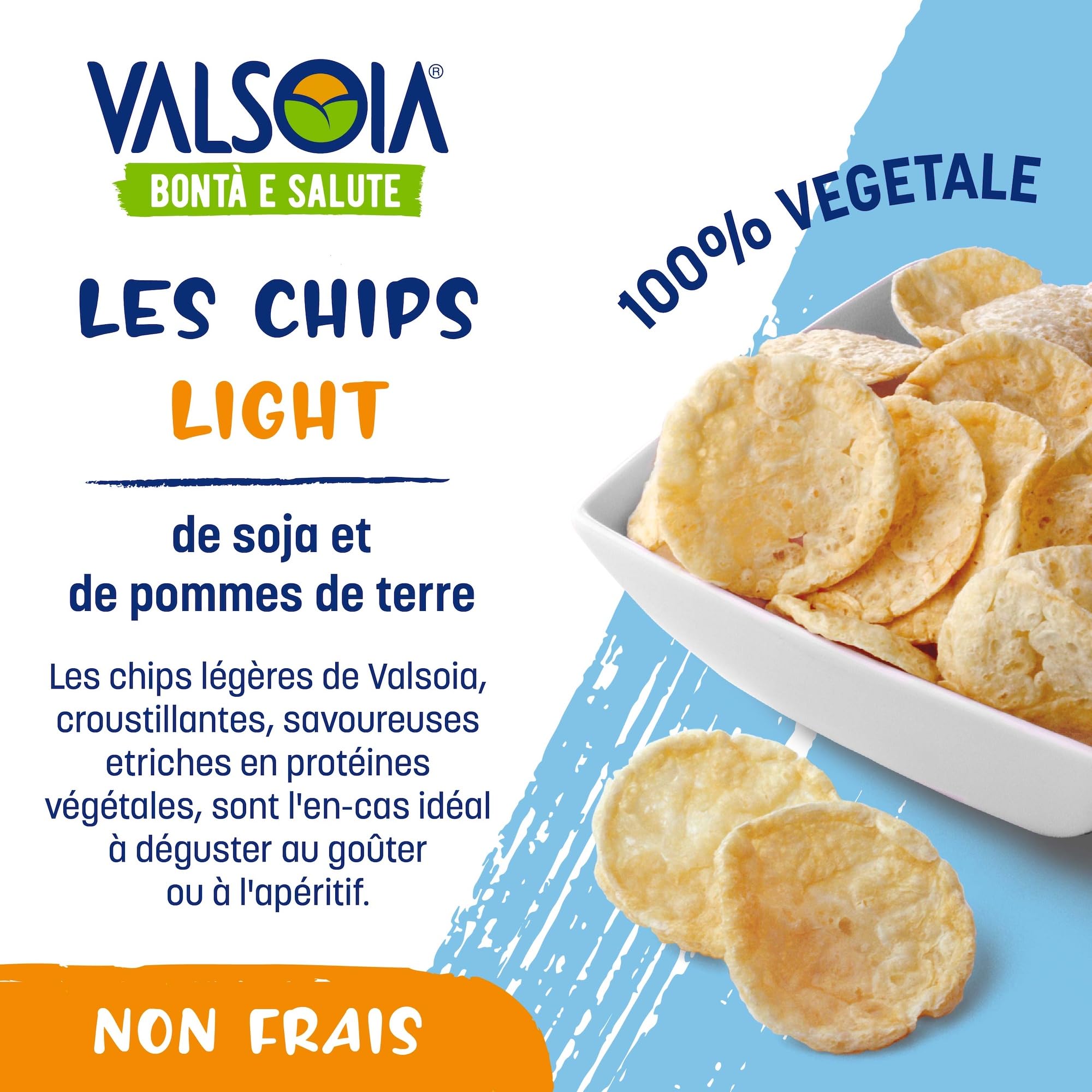 Valsoia, Le Chips Light, chips de légumes au soja et à la pomme de terre, boîte de 24 sachet de 25 grammes, 100% végétal, riche en protéines et en fibres, idéal pour les végétaliens et les végétariens