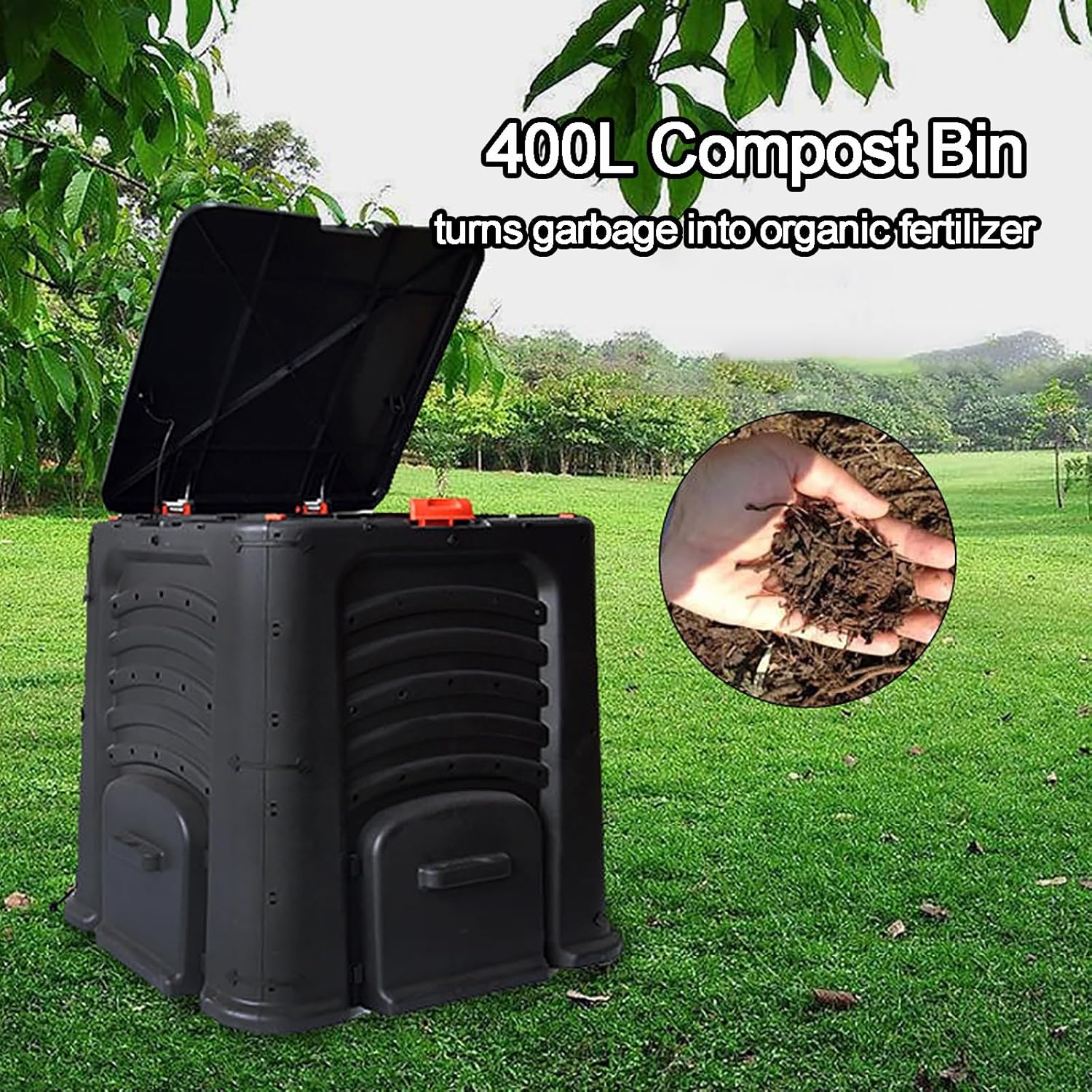 Gtzly Compost Bin 105 Gallon/400L Composter Barrel, Large Capacity Composting Container, Outside Compost Bins Tank for Garden Backyard