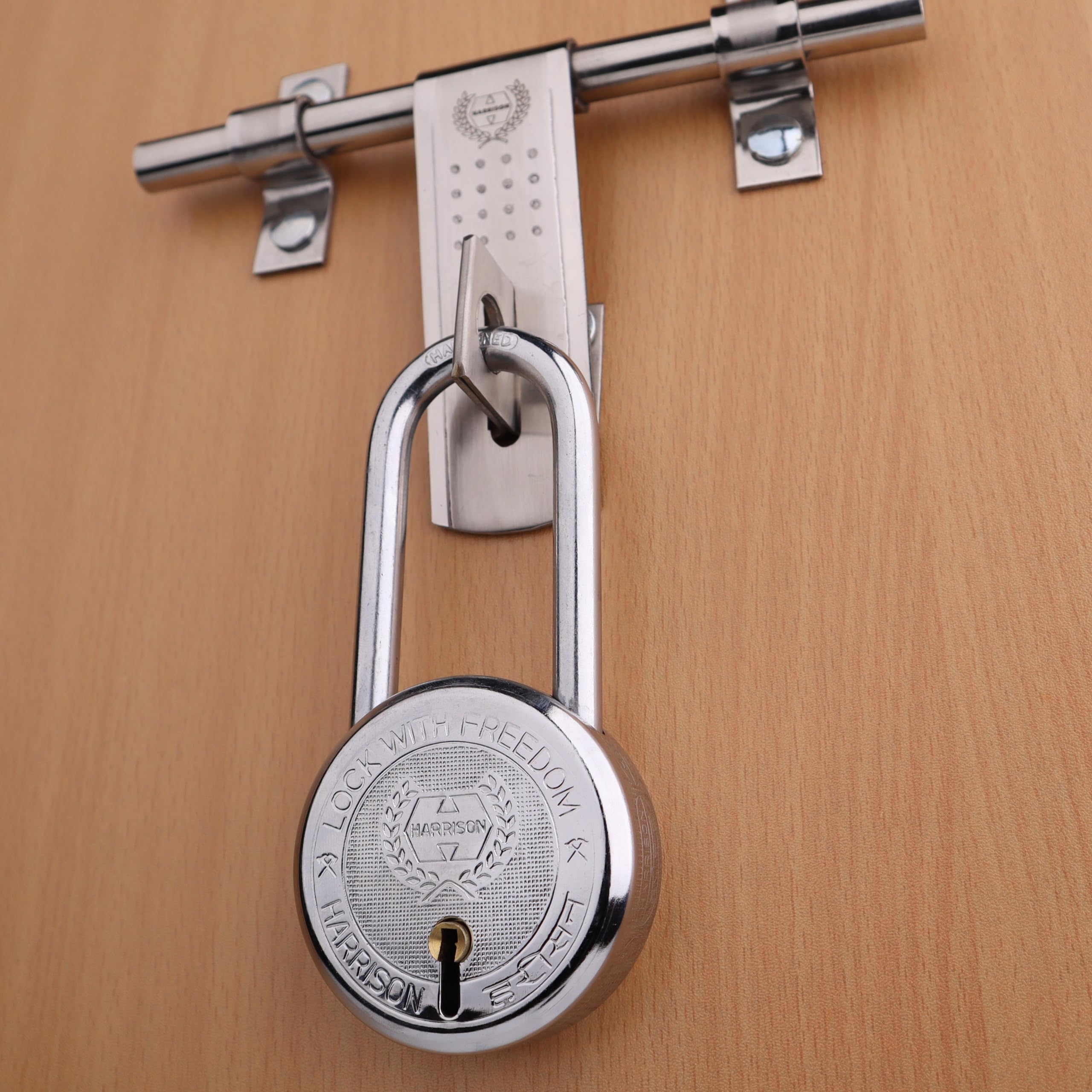 Harrison Padlocks/Round Padlock 65mm 8 Lever with 3 Keys T-26LS-0245 Pack of 1/ Mild Steel Material/Bright Chrome Polished Finish/Door Lock, Shutter Lock, Godown Lock, gate Lock (B0CVDV7KC2) Amazon Price History, Amazon Price Tracker