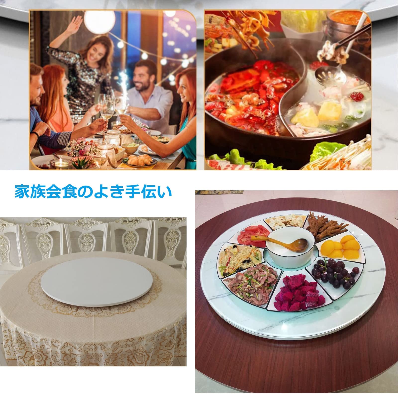 Piatto girevole in legno per cucina, tavolo da pranzo, vasellame, organizer, 6 colori disponibili (nero, bianco, marrone, grigio, blu, rosso), staffa rotante da tavolo, dimensioni da 50 cm a