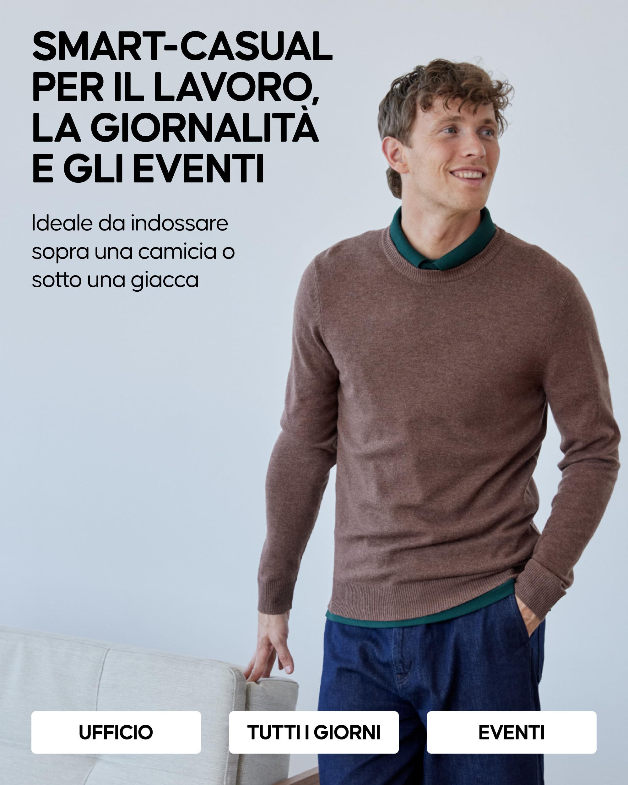 DANISH ENDURANCE Maglioncino Uomo Maniche Lunghe, Morbido Misto Cashmere, Maglione Girocollo Lana Merino e Cashmere, Comodo e Traspirante