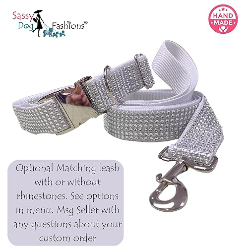 Miniatura 2 de Fancy Rhinestone Dog Collar, Bling Girl Dog Collar Gift, Jeweled Dog Collar for Small Medium Large Girls and Giant Breed Dogs (Large 1 x 15-24",