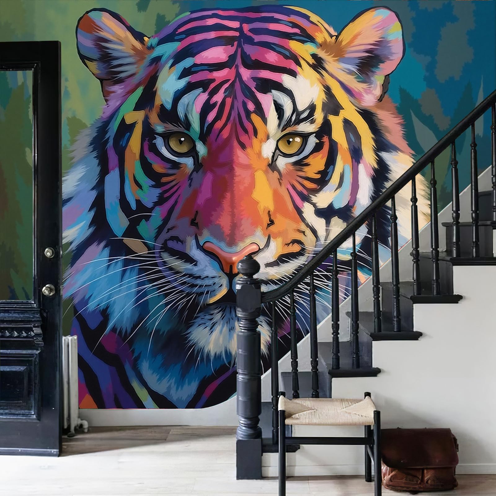 Papier peint intissé de prestige portrait de tigre abstrait décoration murale XXL
