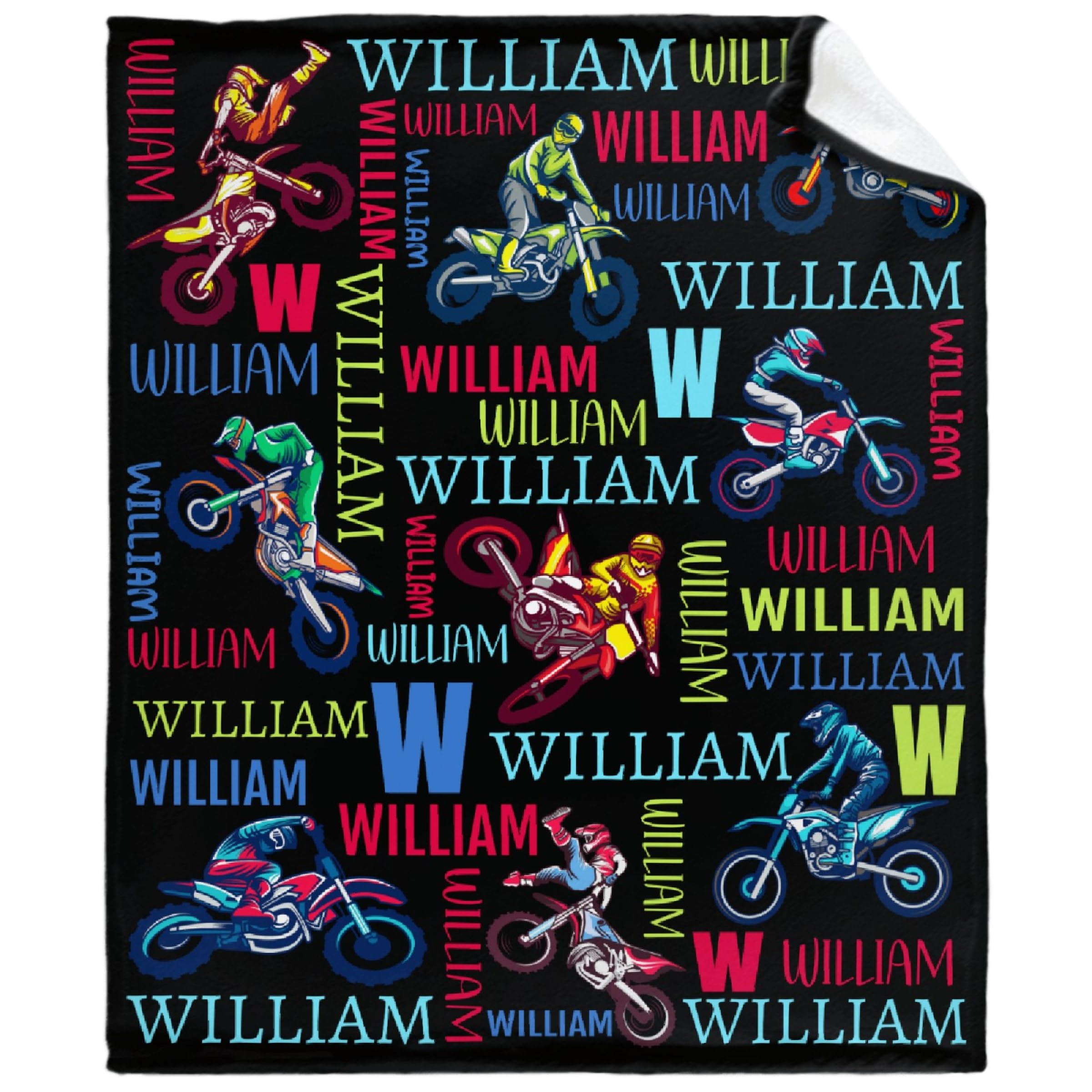 Personalized Motorcycle Dirt Bike Blanket Custom Motorcycle Blanket