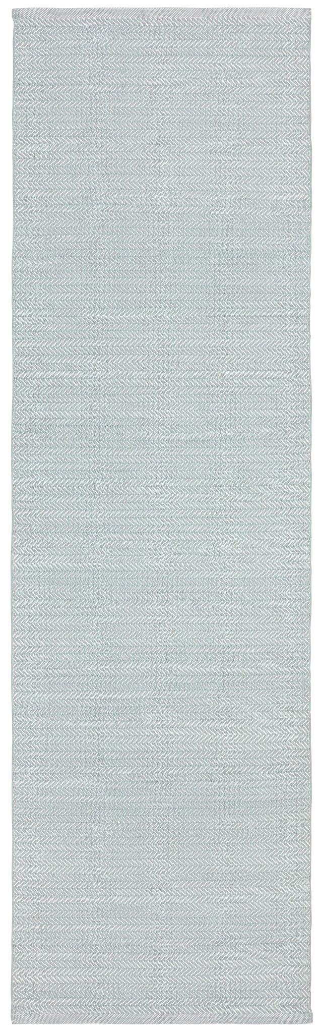 Dash and Albert Herringbone Indoor/Outdoor Area Rug - 2.5' x 12' Runner Light Blue & Ivory Geometric Handwoven Washable Accent Rug Durable, Fade