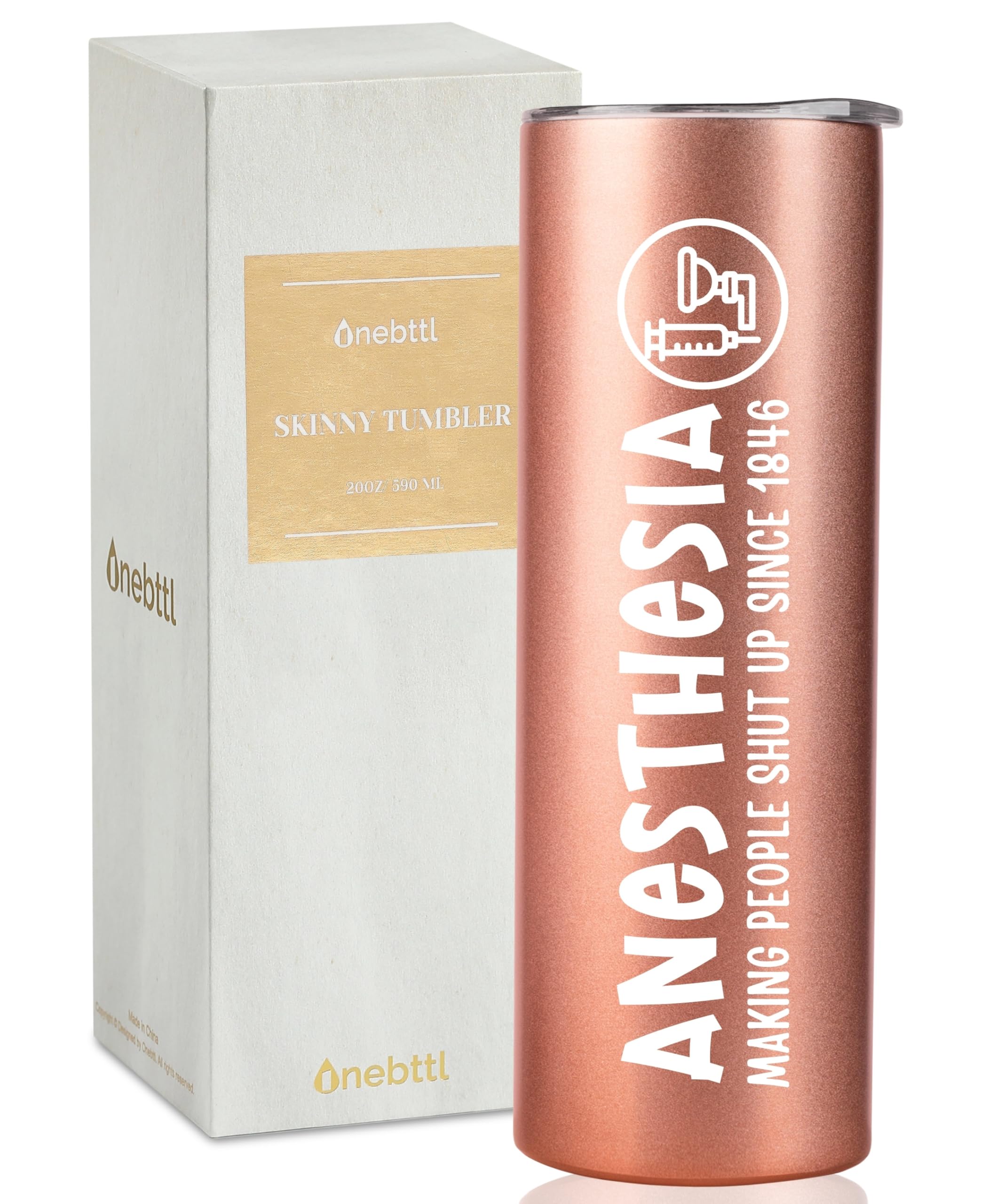 Onebttl Anesthesia CRNA Gifts for Women, Ideal Gifts for Anesthesiologists on Christmas, Birthday, 20oz Stainless Steel Tumbler with Lid Straw - Anesthesia Making People