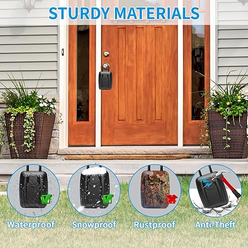 Miniatura 4 de POMYDODU Caja de bloqueo de llave para exterior, caja de almacenamiento de llaves combinada de 12 dígitos, caja de bloqueo impermeable de gran