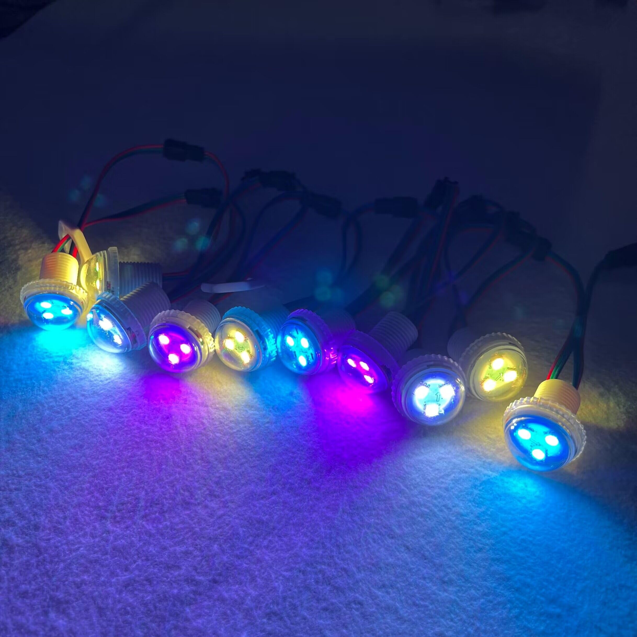 AMNOUR 30mm DC12V WS2811 UCS1903 Addressable RGB Full Color Amusement Park LED Pixel 0.72W (3pcs 5050 SMD LED) IP67 Transparent Cover (20 Pieces)