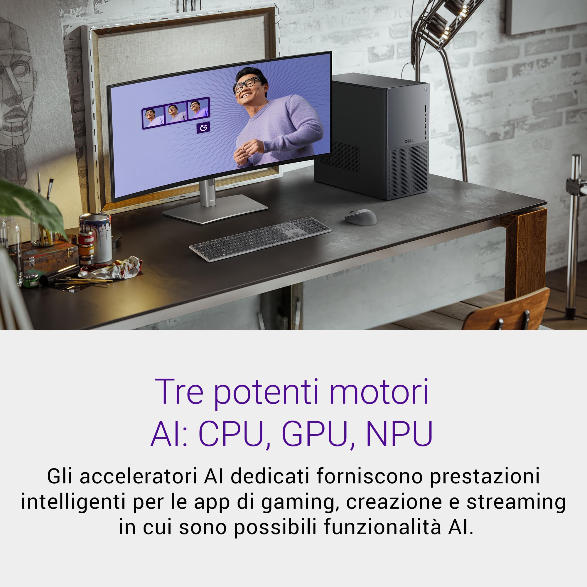 Dell Tower Plus EBT2250 Desktop - Intel Core Ultra 7 Series 2, 16GB RAM, 1TB SSD, NVIDIA GeForce RTX 5060, Wi-Fi 7, HDMI, Thunderbolt 4, McAfee Business Protection 1 anno, Windows 11 Pro, Grafite