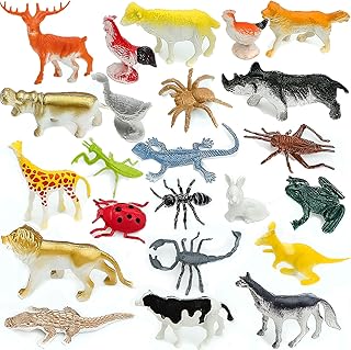 24PCS Farm Animal Figures Toys, Mini Jungle Animals Toys Set, Kids Farm Animals Toys for 3 Years Olds, Realistic Farmyard Animal Figurines Barn Animal Toys Solid Action Figures Educational Playset