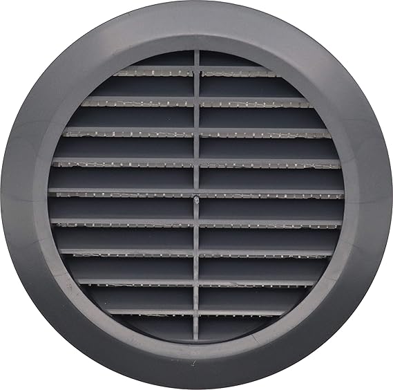 Black Round Air Vent Grille 100mm with Flange and Fly Screen/Anti