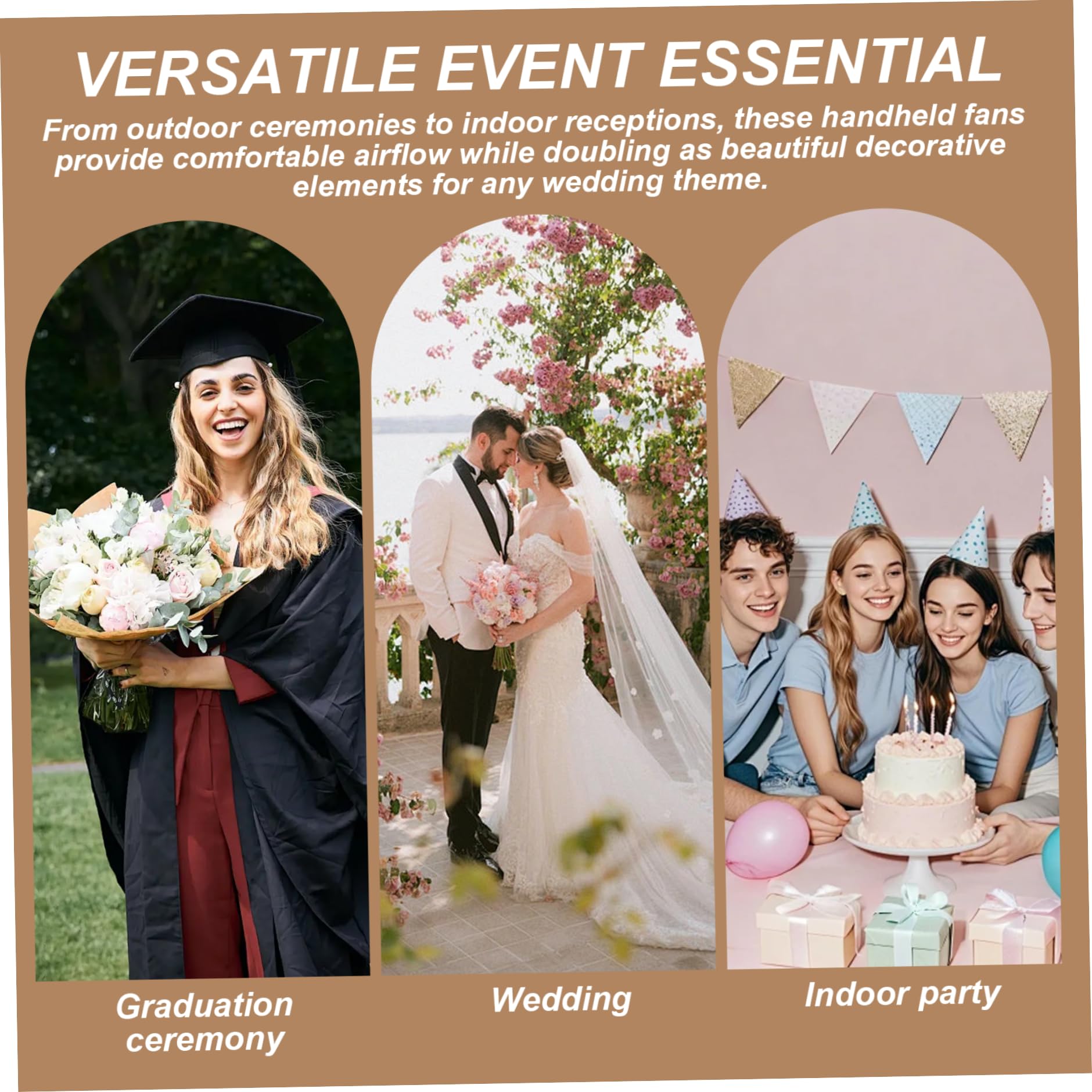 52 Stück Hochzeitsfächer aus leerem Bambus, faltbar für DIY-Partydekoration