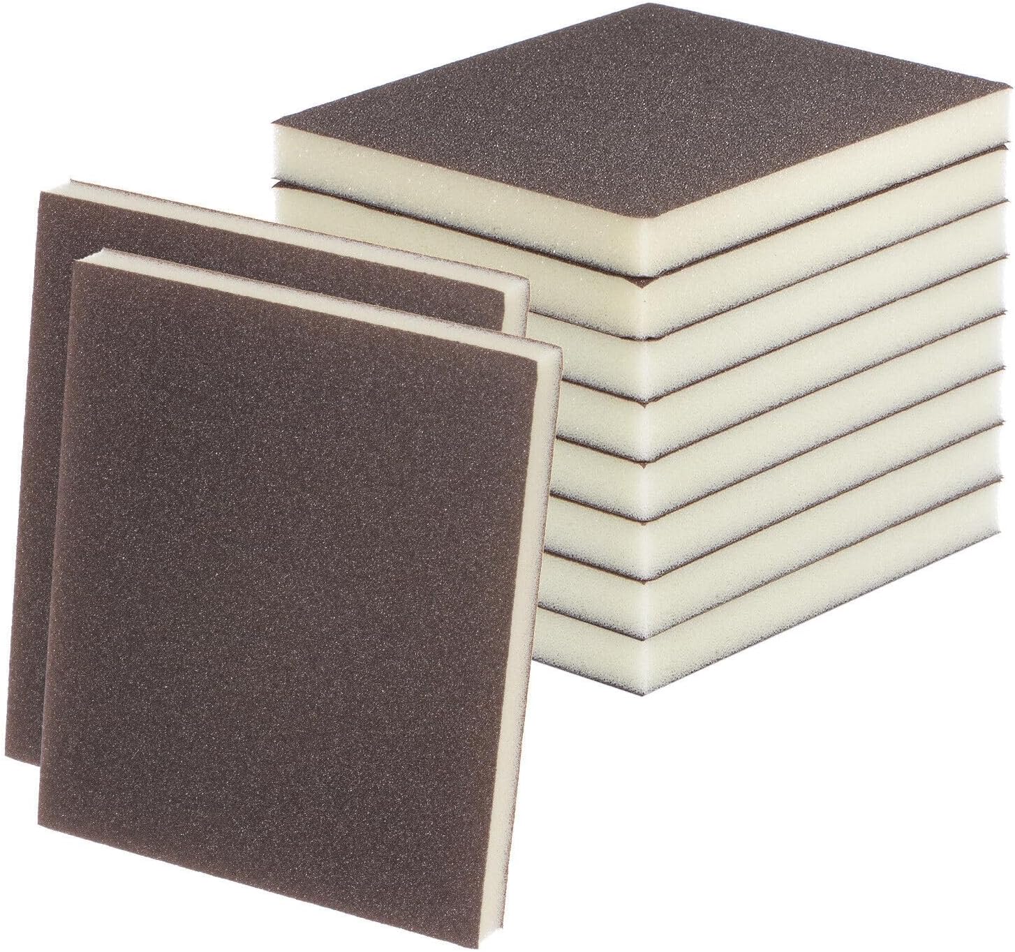 Toolparts And Accessories 10pcs Sanding Sponge Blocks 320-400 Grits Hand Block 120x100x12mm Brown&Yellow (#CN#130824-04165)