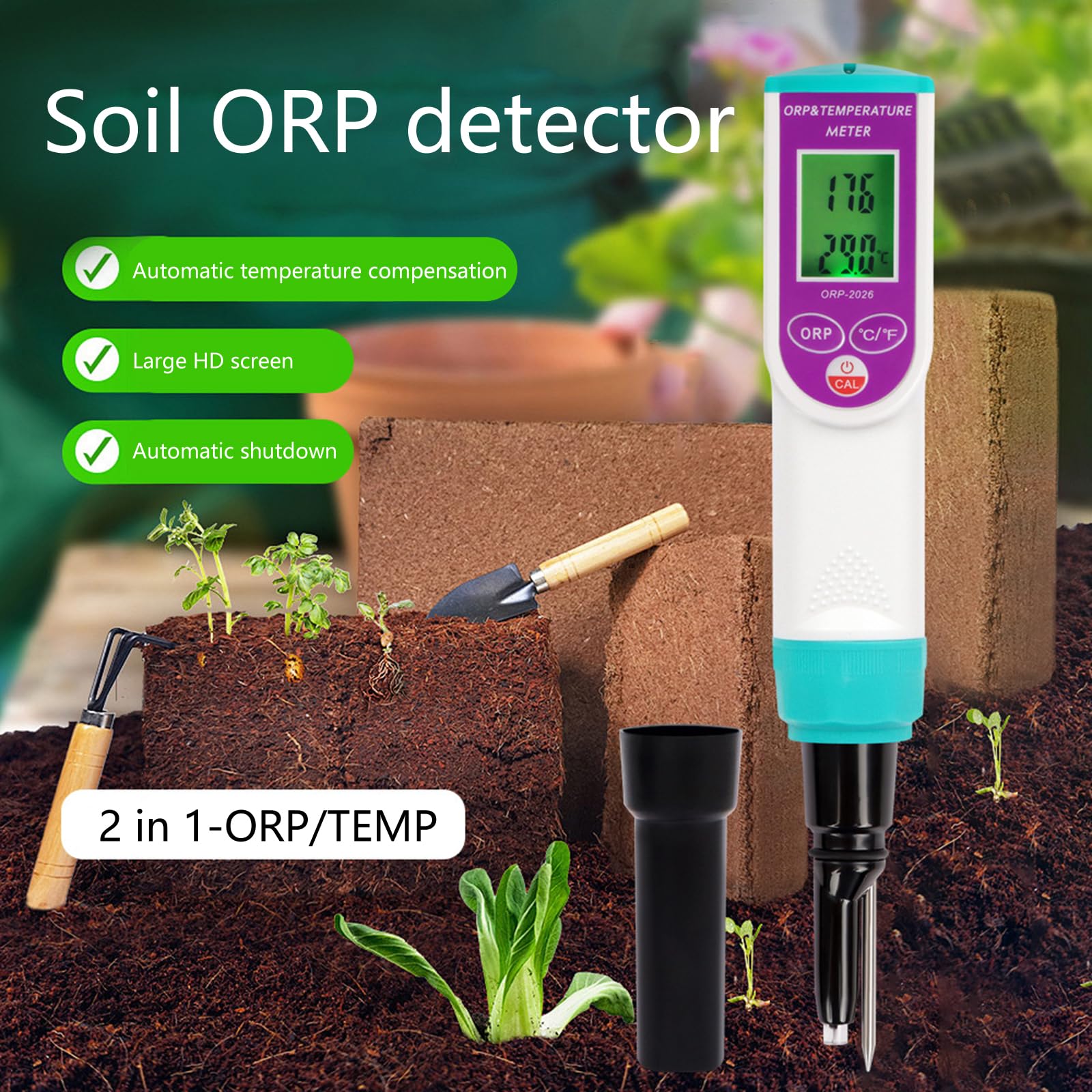 Tester del suolo 2 in 1 Temperatura multiuso per giardino, fattoria, termometro per piante da interno esterno per giardinaggio