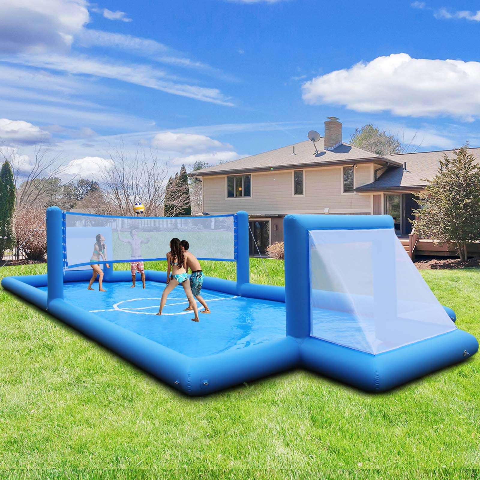 LVAOSTT 39x13x5.8FT Inflatable Volleyball Court & Soccer Field – 2-in-1 Water Sports Arena with Fast 800W Air Pump, Durable PVC Material – Backyard Inflatable Volleyball Pool for Kids & Adults