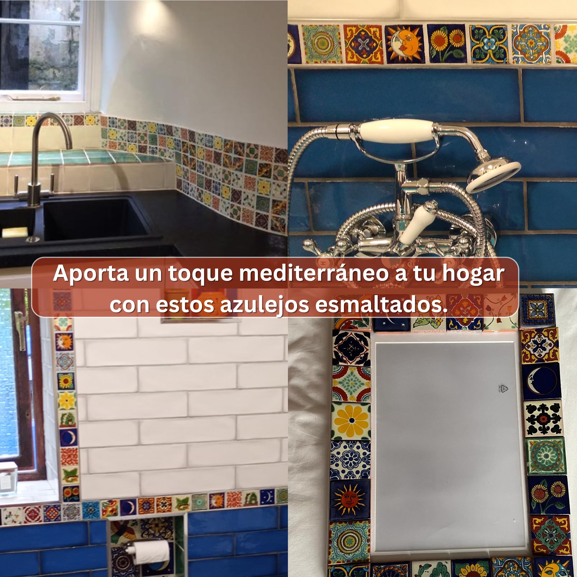 Tumia LAC Azulejos Mexicanos Artesanales de Talavera de 5cm