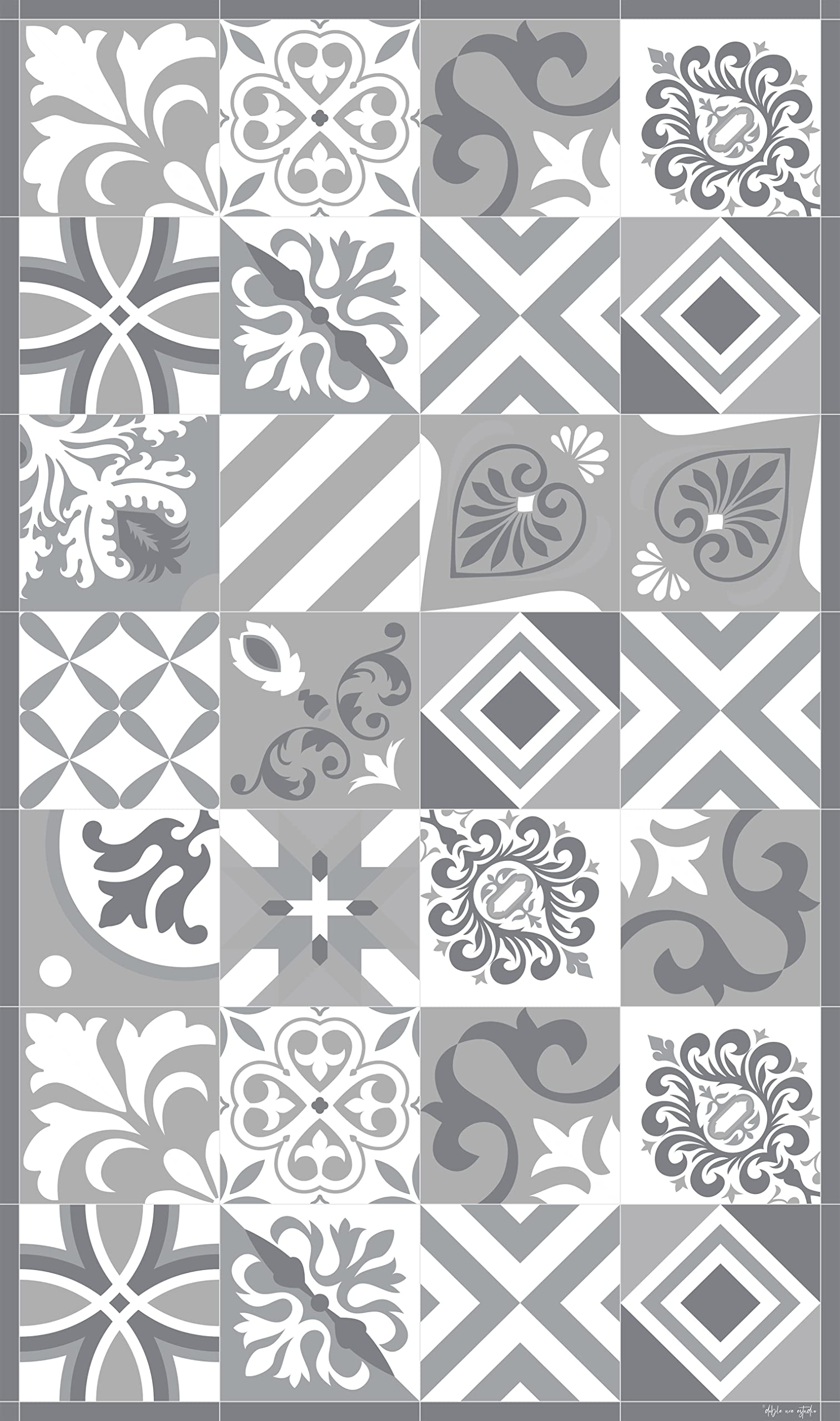 Tapis PVC antidérapant ignifuge gris pour cuisine et bain 65x200