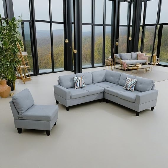 MODCART 95.5" Flannel 4Piece Sectional Sofa Set with