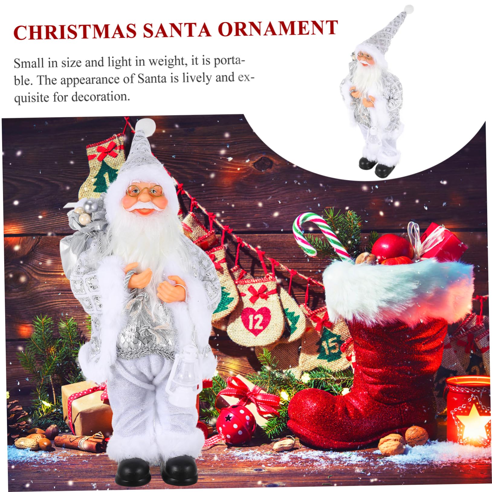 Cabilock 1pezzi Decorazione Natale di Babbo Natale Bambola di Babbo per Cartoni Animati Ornamento da Tavolo per Feste