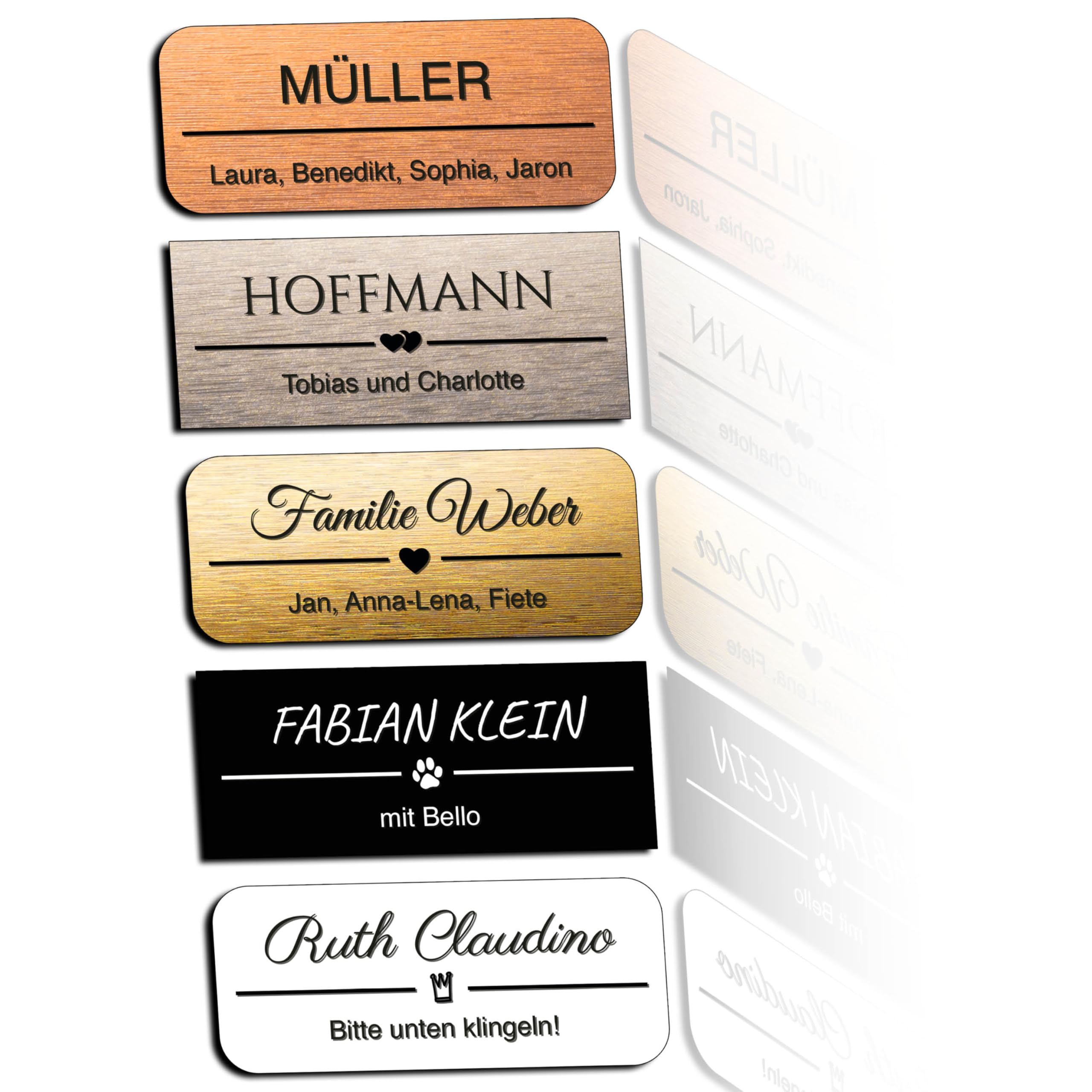 FILIGRAVO Klingelschild - selbstklebendes Schild für Haustür und Briefkasten - wetterfestes Klebeschild graviert mit Name - Türschild MADE IN GERMANY (1)