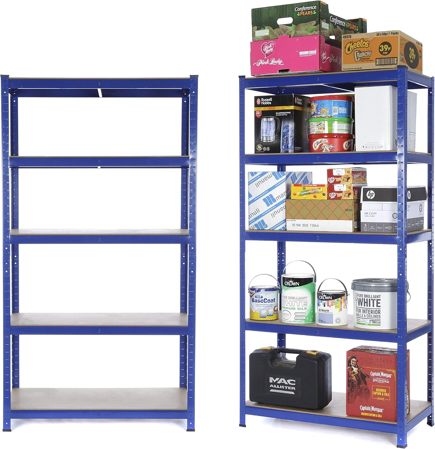 2 Bay Heavy Duty Steel Shelving Garage Racking Unit (5 Levels 1800mm H x 900mm W x 450mm D