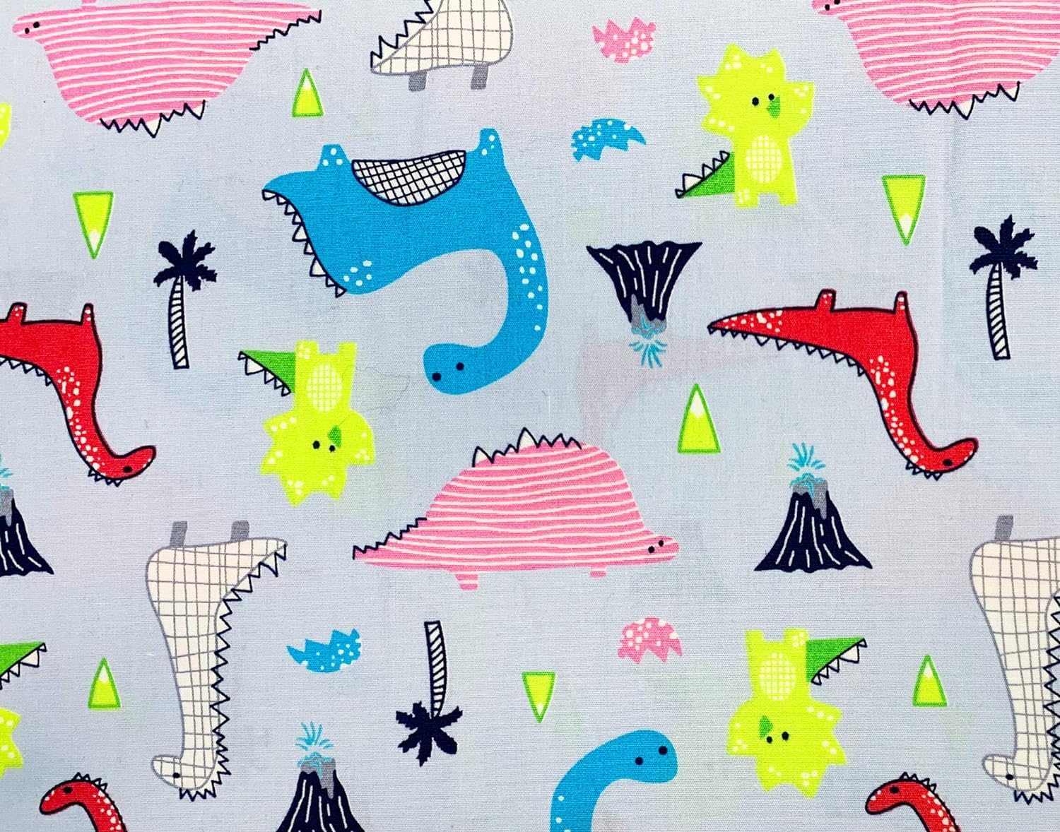 Oddies Blue Dinosaur Design - Children's Fabric Craft Material 112 cm 100% Cotton Poplin -130 gsm - Per Metre