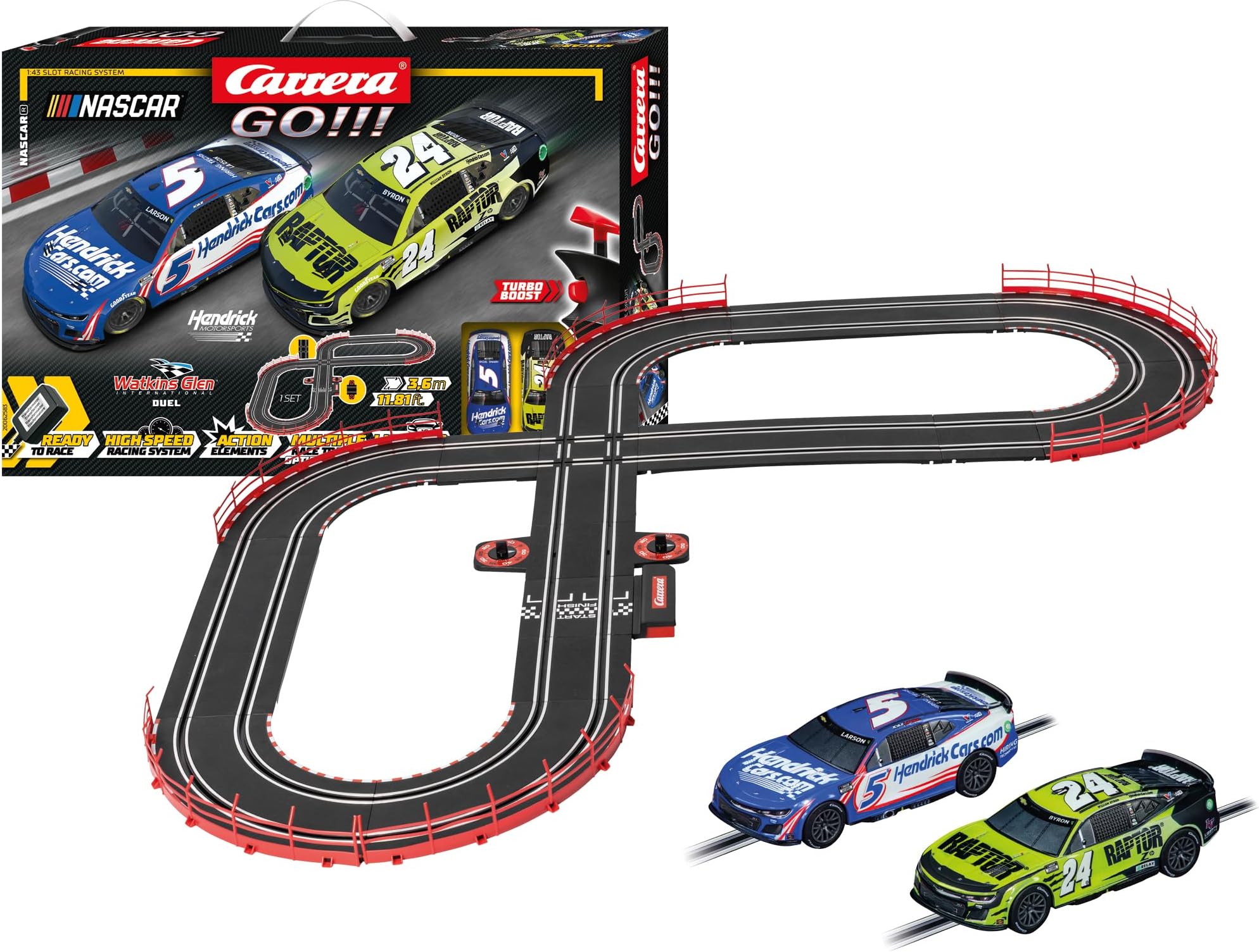 GO Electric Powered Slot Car Racing Kids Toy Race Track Set 1:43 Scale, NASCAR Watkins Glen Duel ASIN