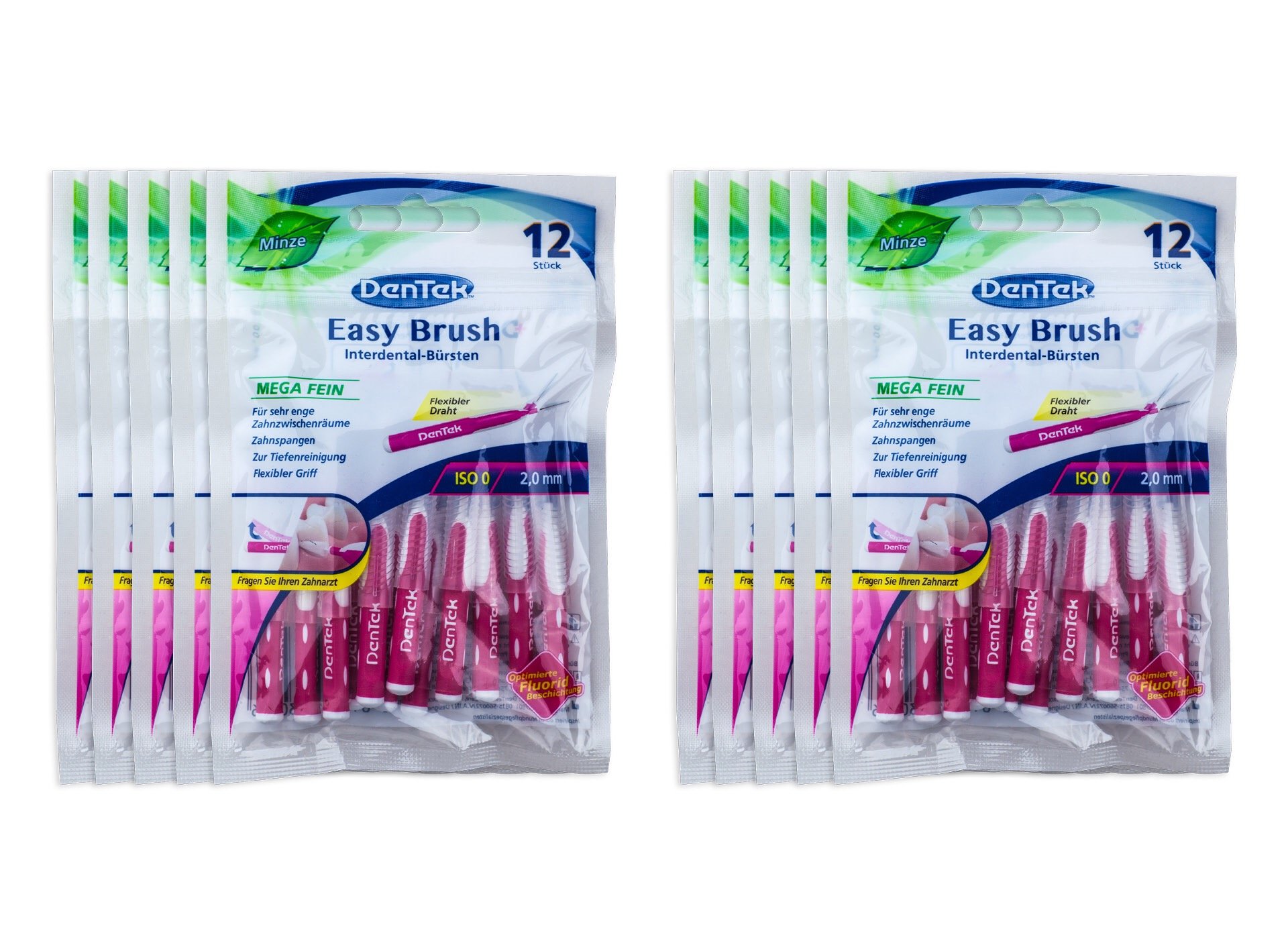 DenTek Easy Brush Interdental - Cepillos (10 unidades, 2,0 mm, ultrafinos, ISO: 0)